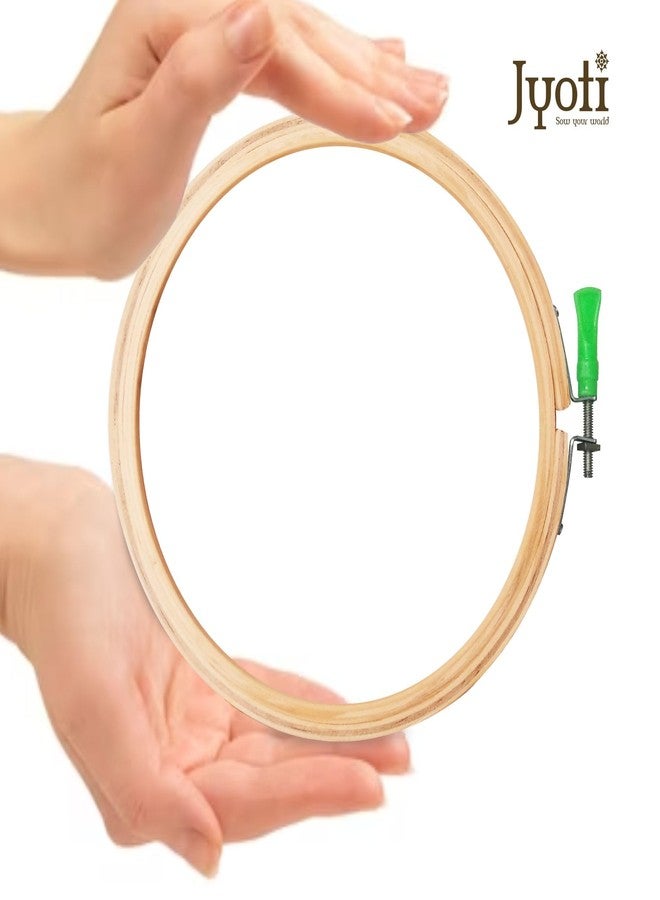Jyoti Embroidery Hoop, Wooden Round Adjustable, (3 Ply of 6 Inches with Steel Fitting), Easily Loosen/Tighten, Cross Stitch Hoop Ring for Sewing, Needlework, Craft Projects & Ornaments - Pack of 3 - Image 2
